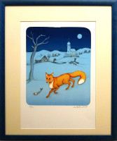 Iva Hüttnerová - Liška na sněhu - grafika 